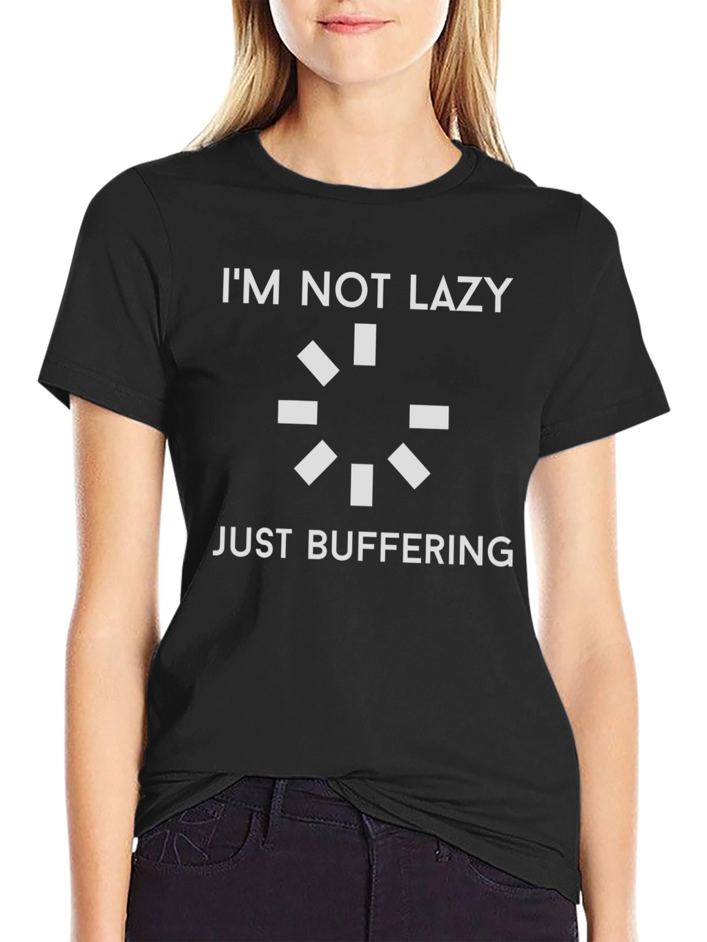 Im Not Lazy Just Buffering Graphic Tee - Black