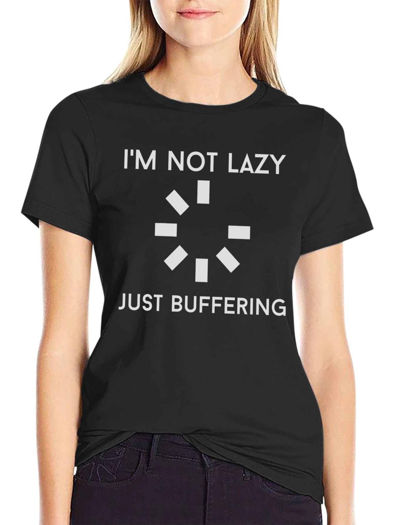 Im Not Lazy Just Buffering Graphic Tee - Black