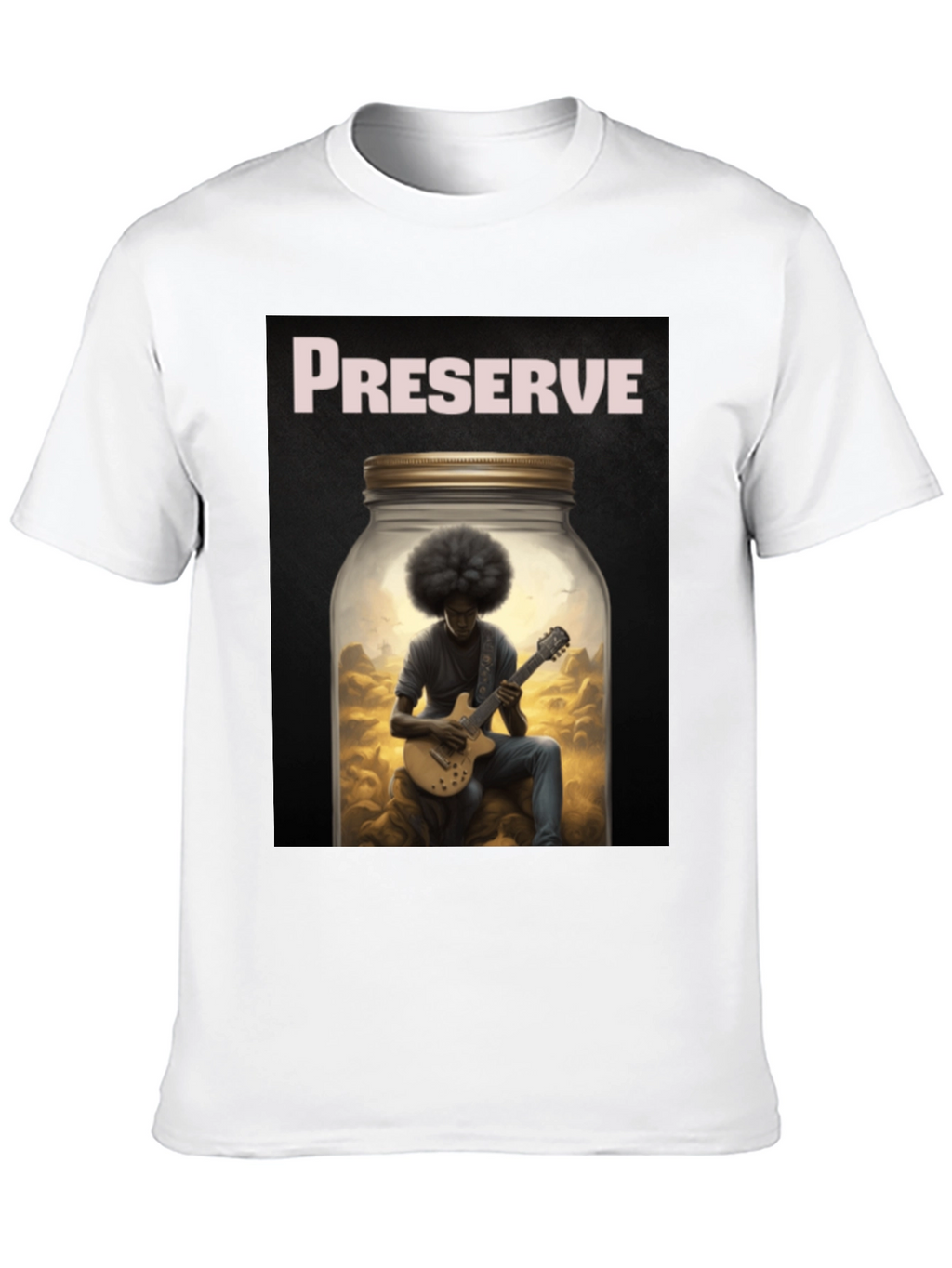 Preserve Afro Guitarist Black T-Shirt