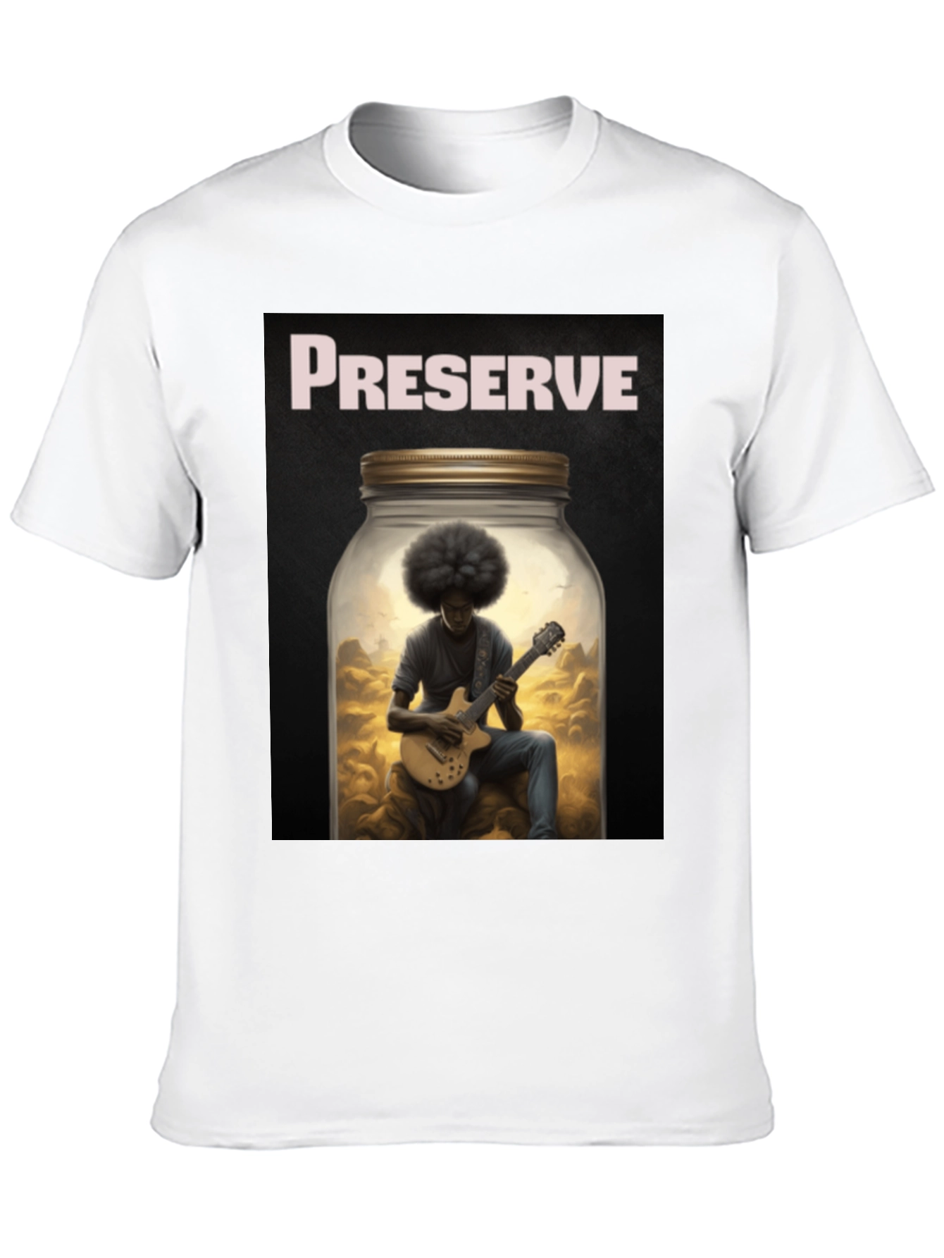 Preserve Afro Guitarist Black T-Shirt