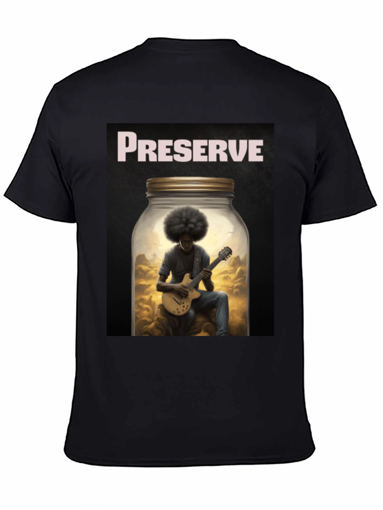 Preserve Afro Guitarist Black T-Shirt