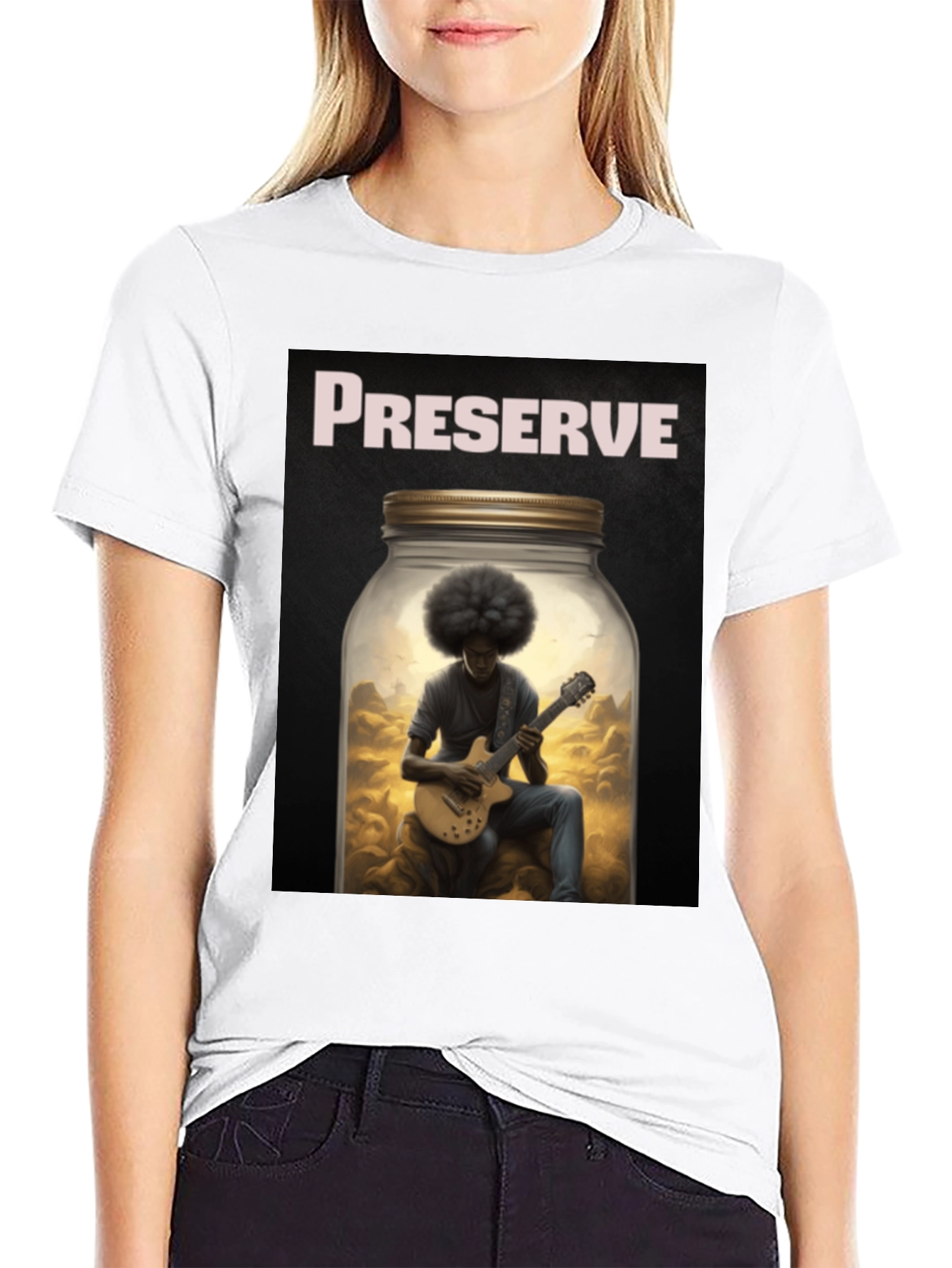 Preserve Afro Guitarist Black T-Shirt