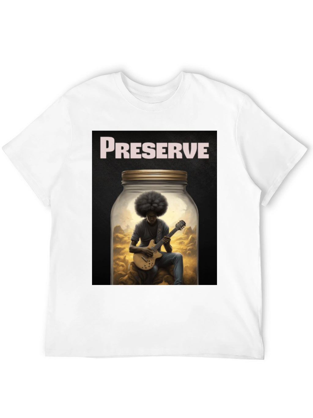 Preserve Afro Guitarist Black T-Shirt