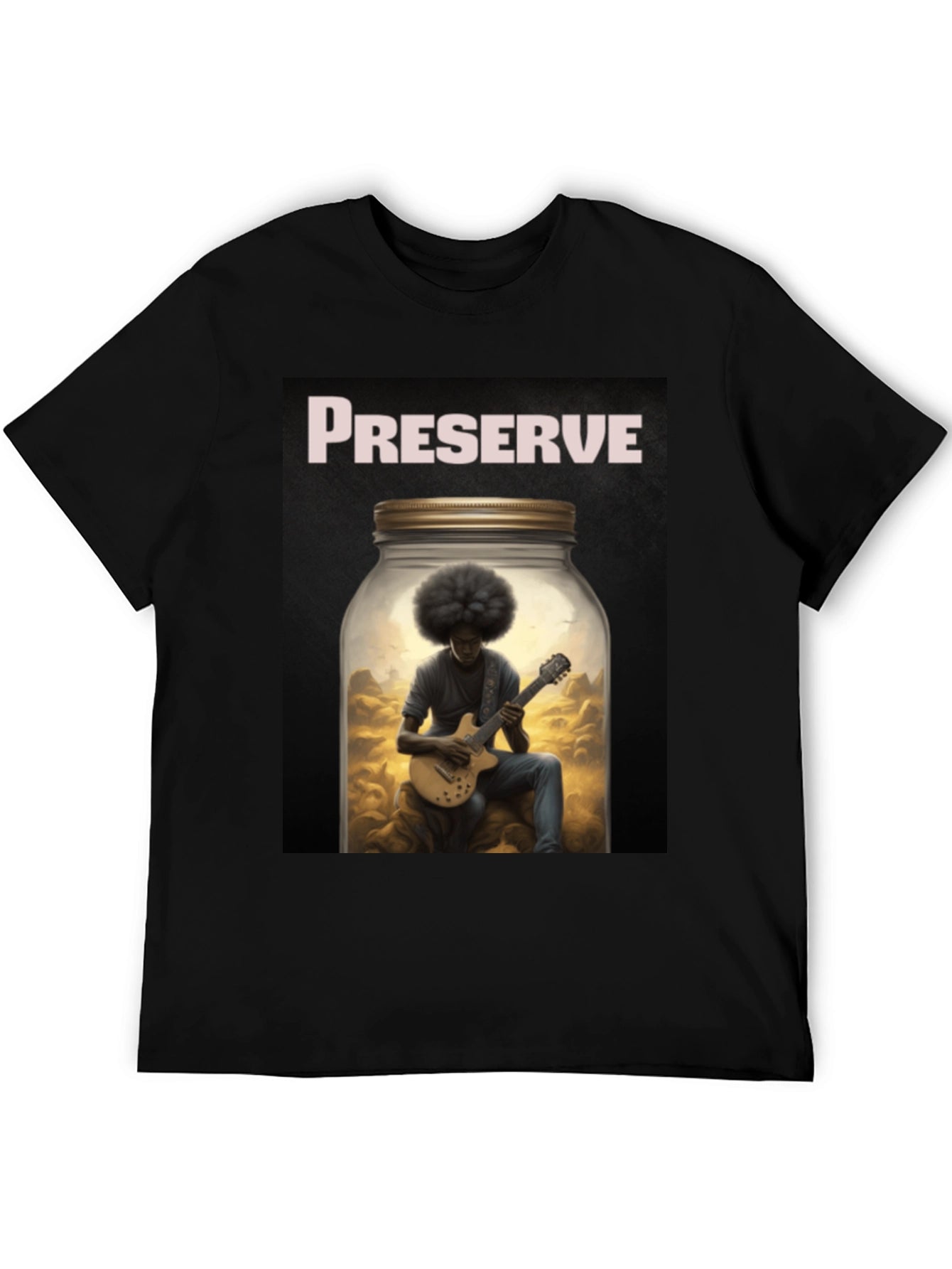 Preserve Afro Guitarist Black T-Shirt