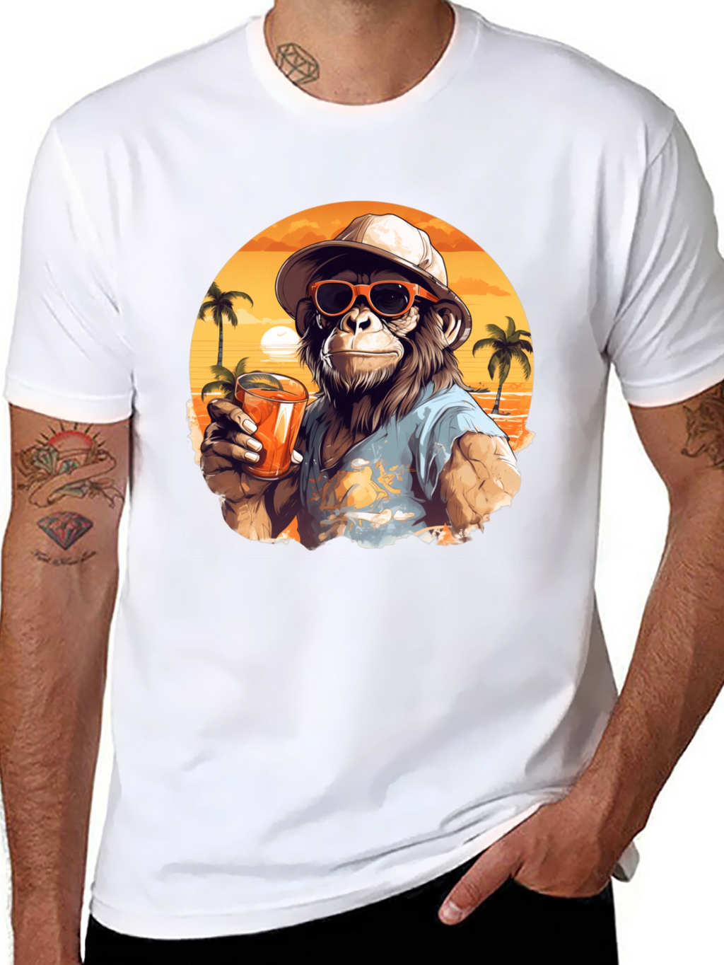 Tropical Monkey Graphic Tee - Island Vibes