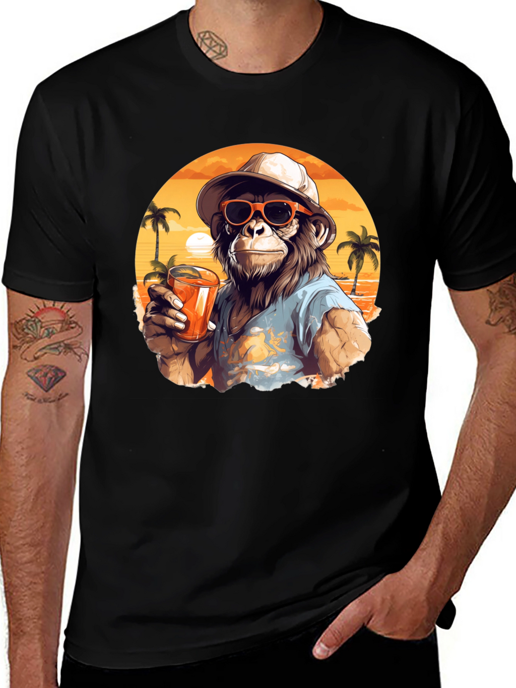 Tropical Monkey Graphic Tee - Island Vibes