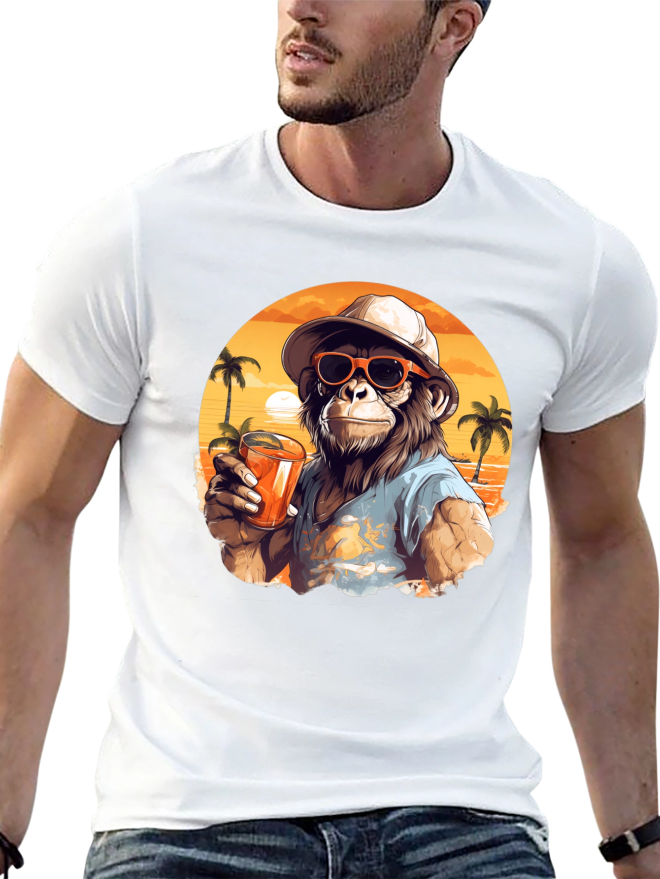 Tropical Monkey Graphic Tee - Island Vibes