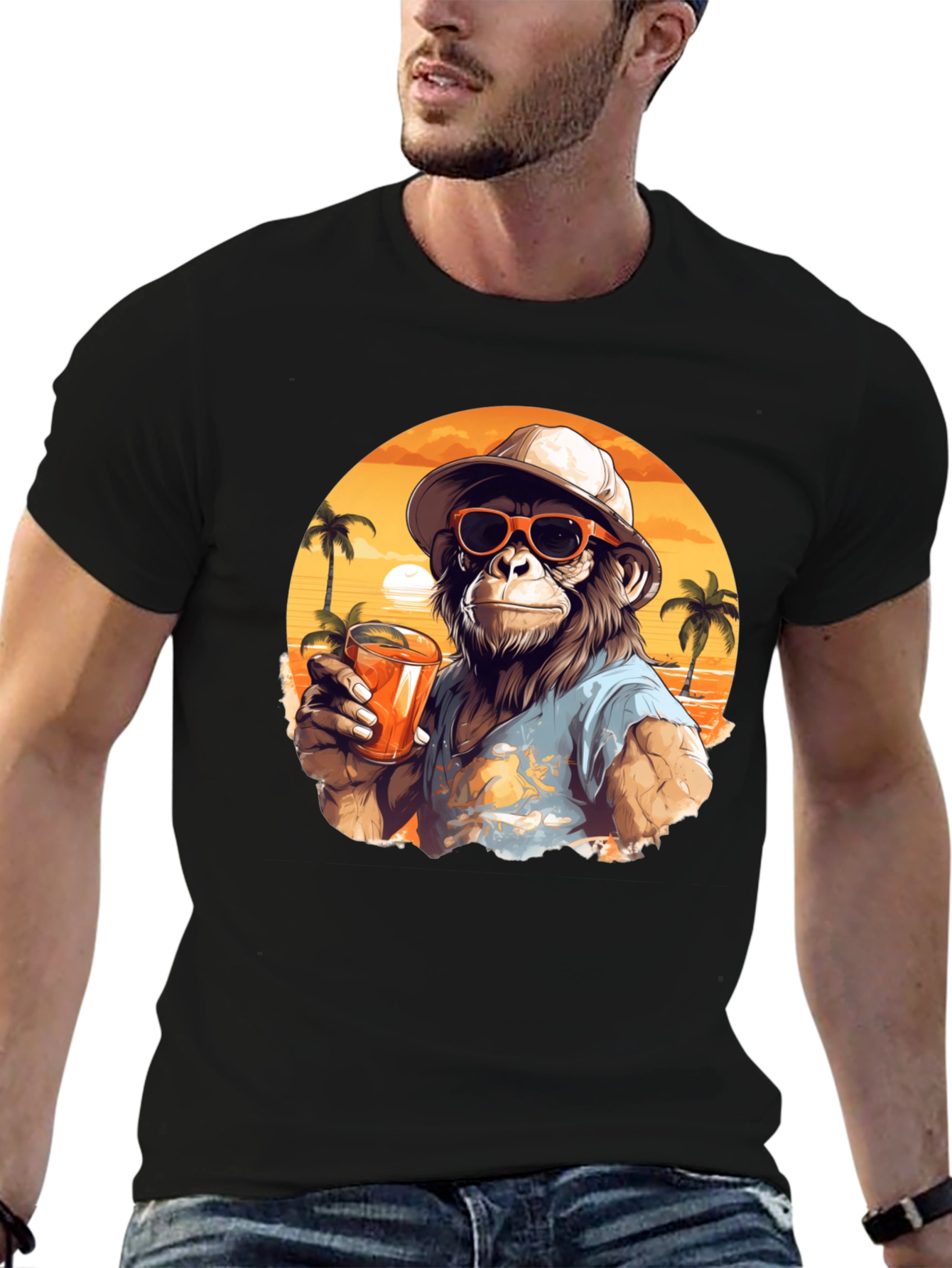 Tropical Monkey Graphic Tee - Island Vibes