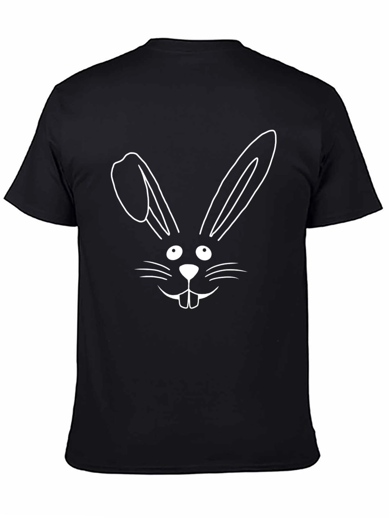 Bunny Face Graphic Tee - Black Cotton T-Shirt