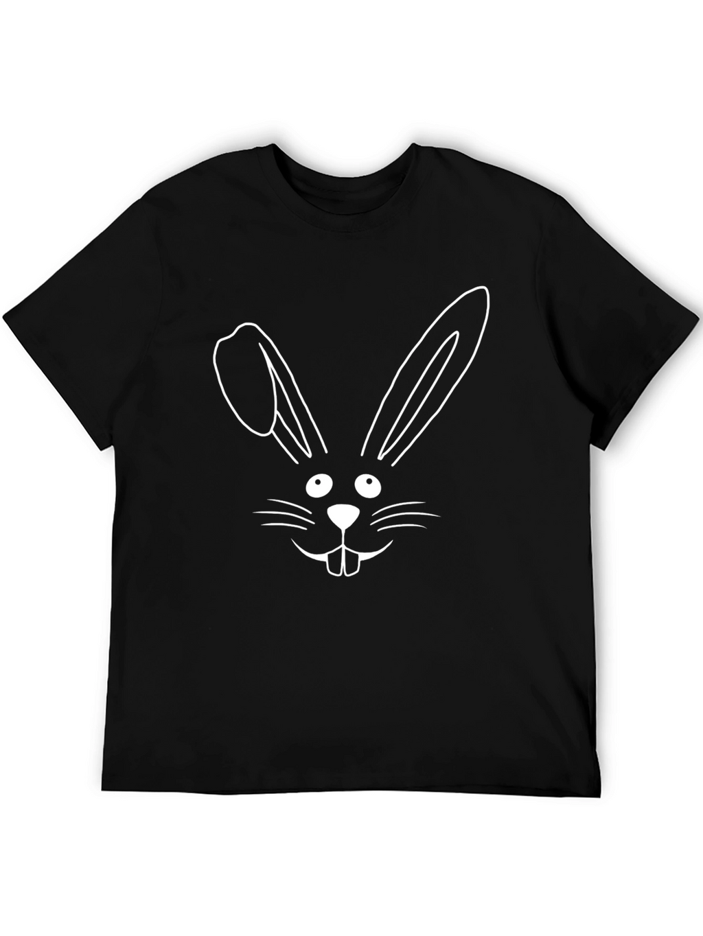 Bunny Face Graphic Tee - Black Cotton T-Shirt