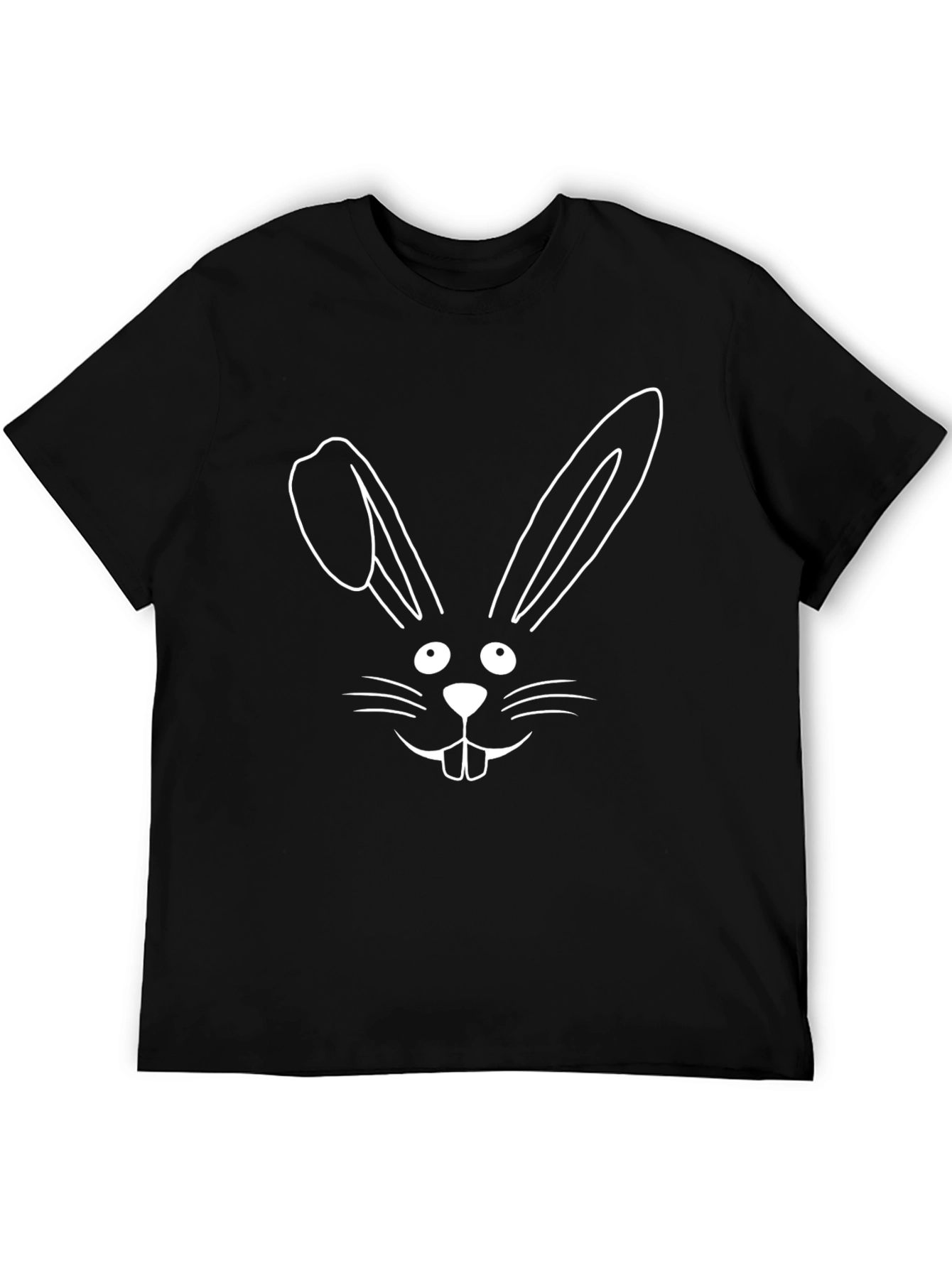 Bunny Face Graphic Tee - Black Cotton T-Shirt