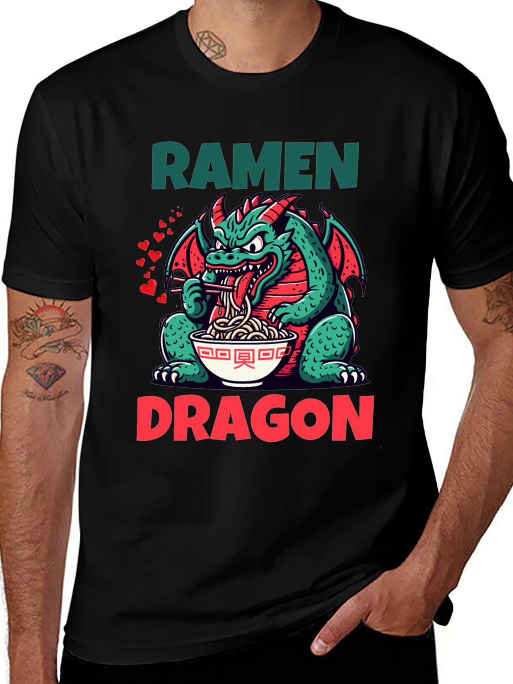Ramen Dragon Graphic Tee - Funny Japanese Food Shirt