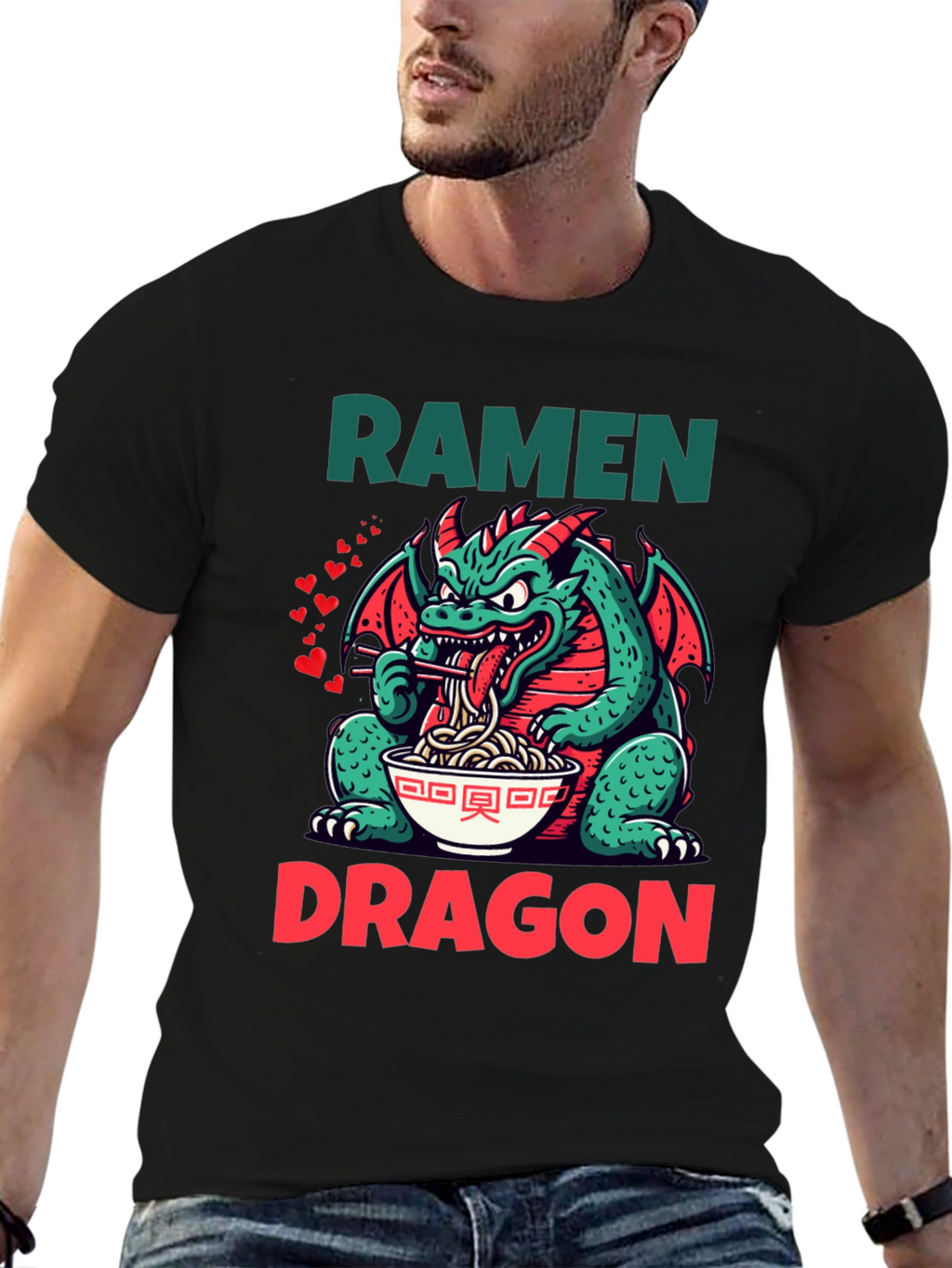 Ramen Dragon Graphic Tee - Funny Japanese Food Shirt