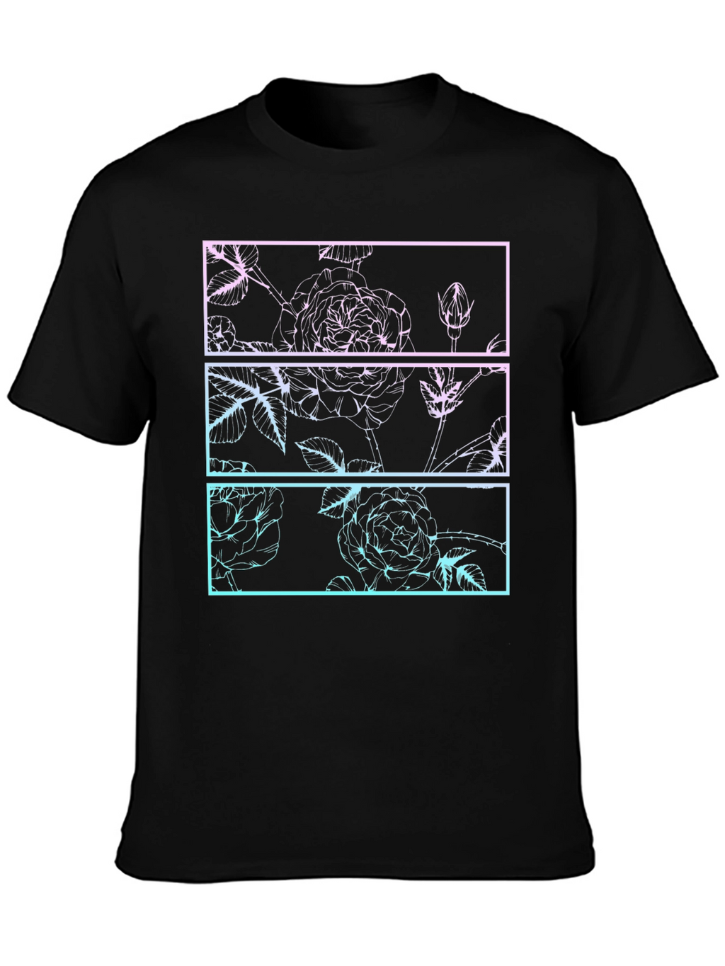 Floral Graphic Tee - Retro Rose Panel Design