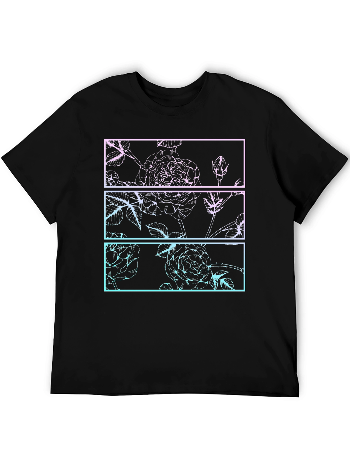Floral Graphic Tee - Retro Rose Panel Design