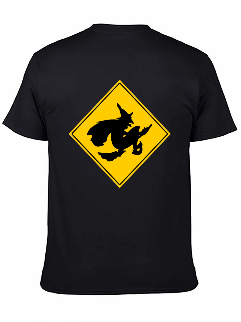 Witch Crossing Sign Black T-Shirt