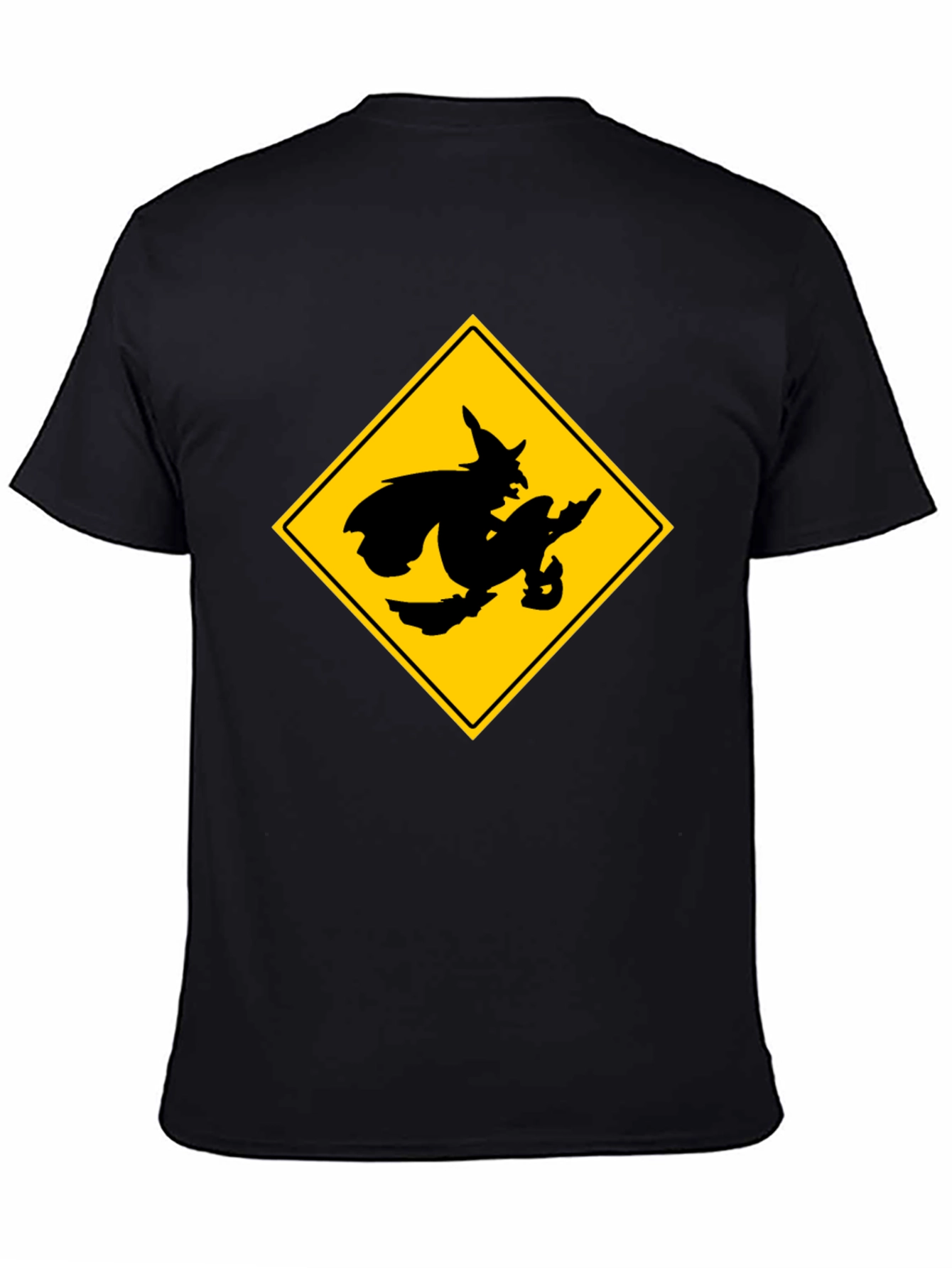 Witch Crossing Sign Black T-Shirt