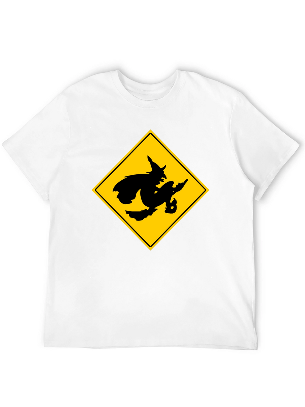 Witch Crossing Sign Black T-Shirt