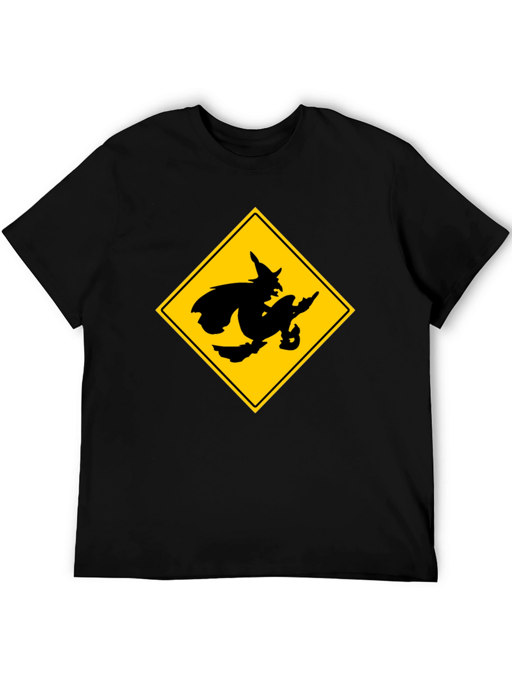 Witch Crossing Sign Black T-Shirt