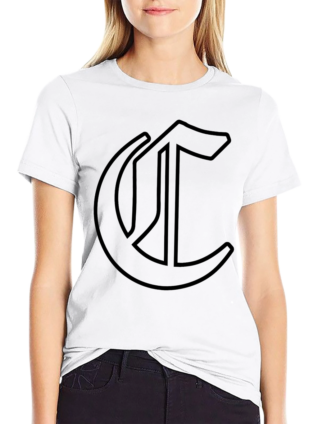 Gothic Initial Tee - Dark Aesthetic Cotton T-Shirt