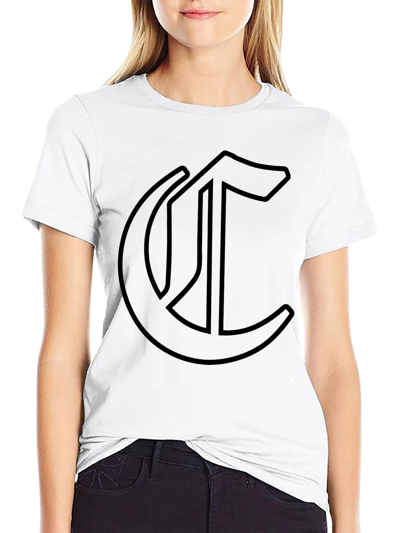 Gothic Initial Tee - Dark Aesthetic Cotton T-Shirt