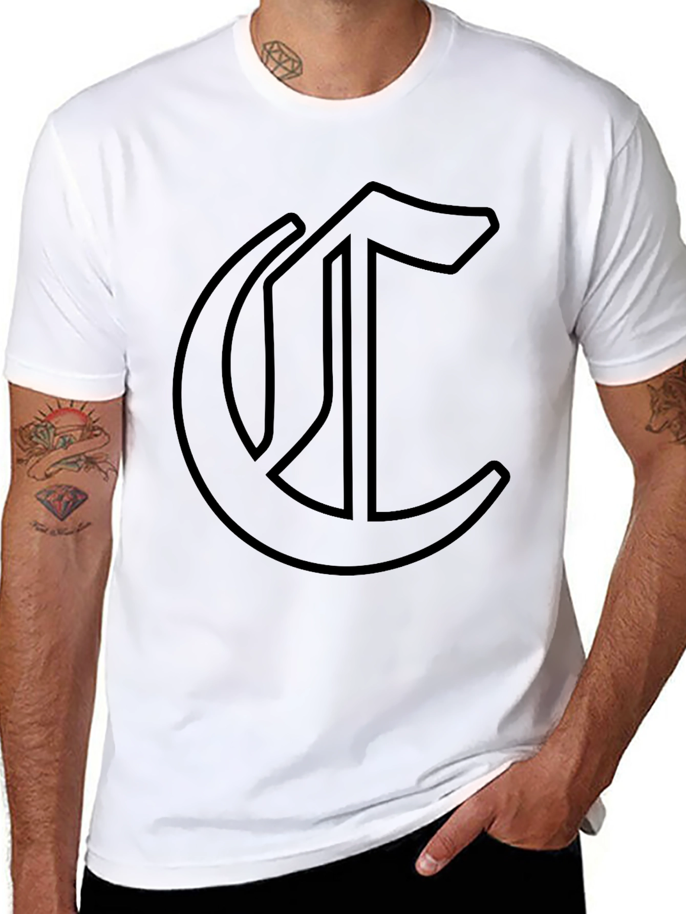 Gothic Initial Tee - Dark Aesthetic Cotton T-Shirt