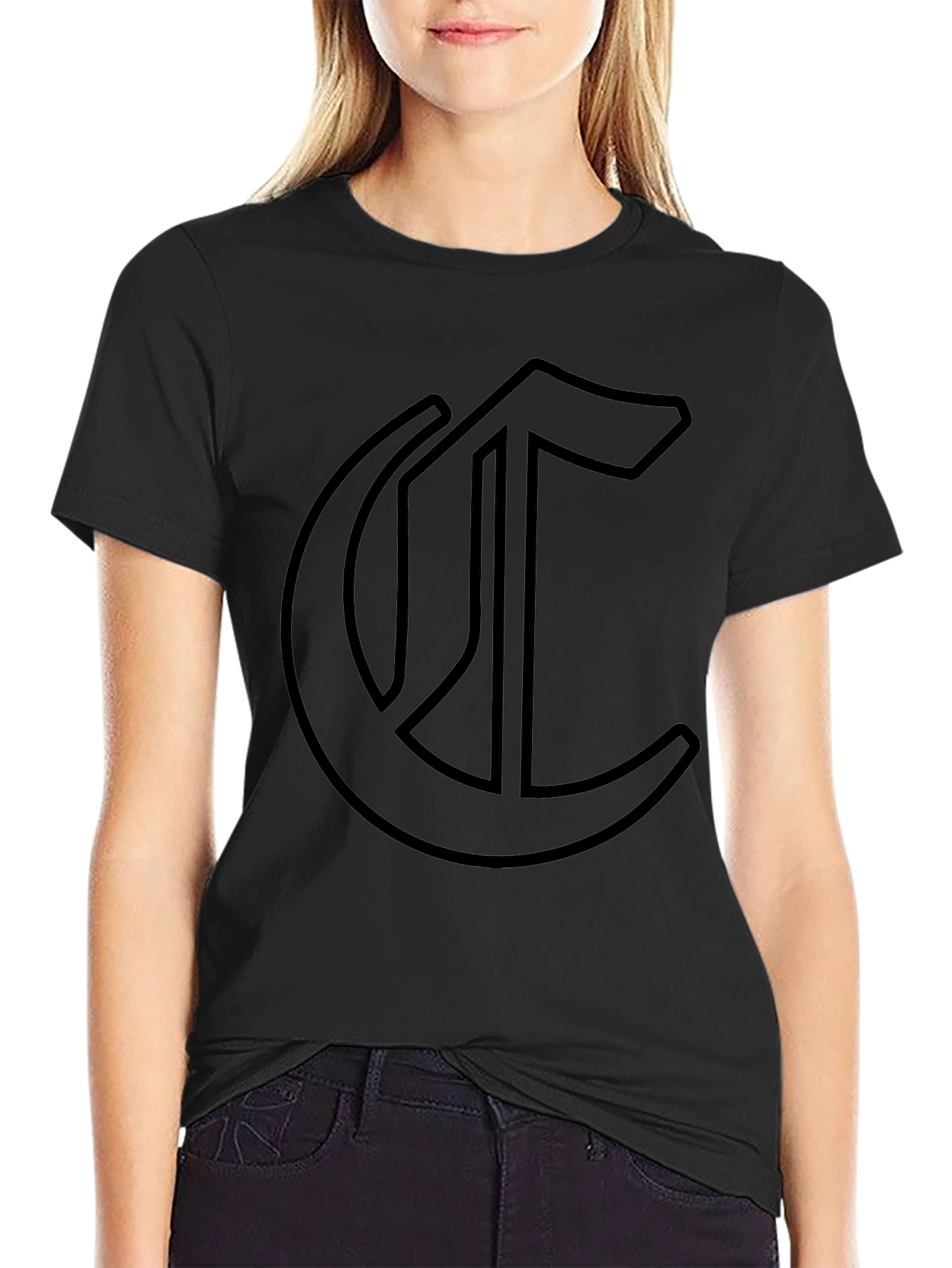 Gothic Initial Tee - Dark Aesthetic Cotton T-Shirt