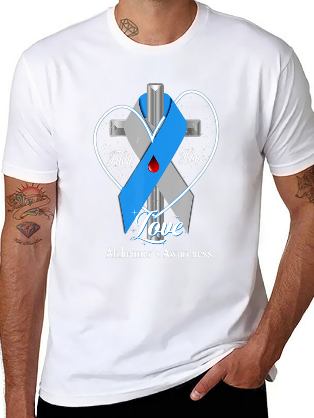 Alzheimers Awareness T-Shirt: Faith Hope Love