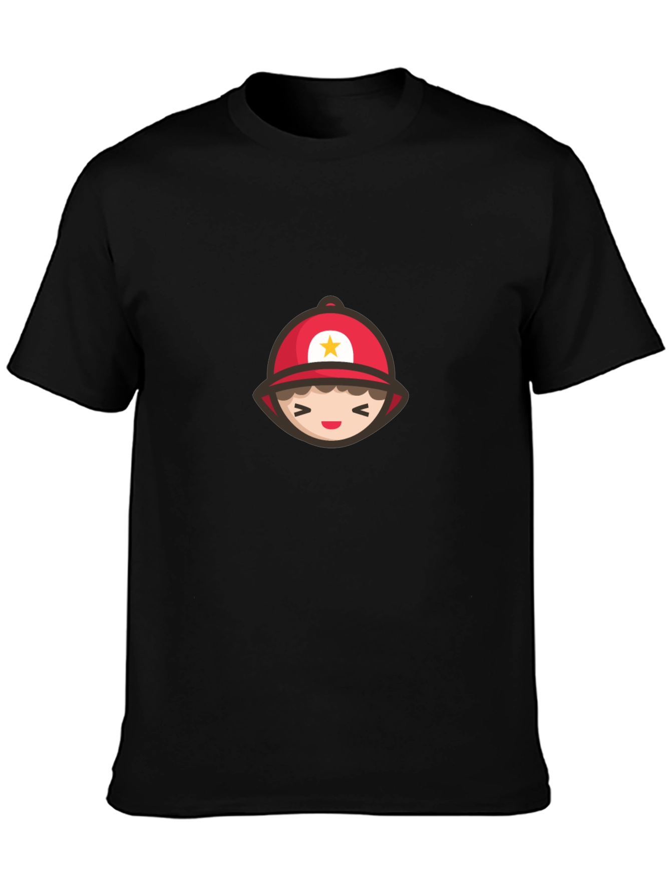 Cartoon Firefighter Graphic Tee - Soft Cotton T-Shirt