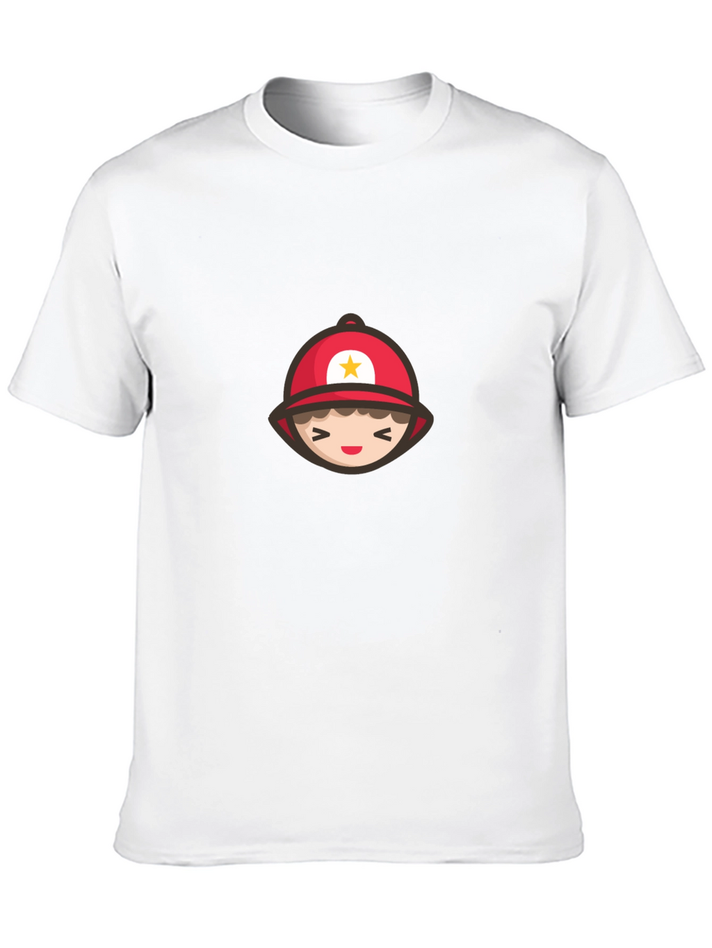 Cartoon Firefighter Graphic Tee - Soft Cotton T-Shirt