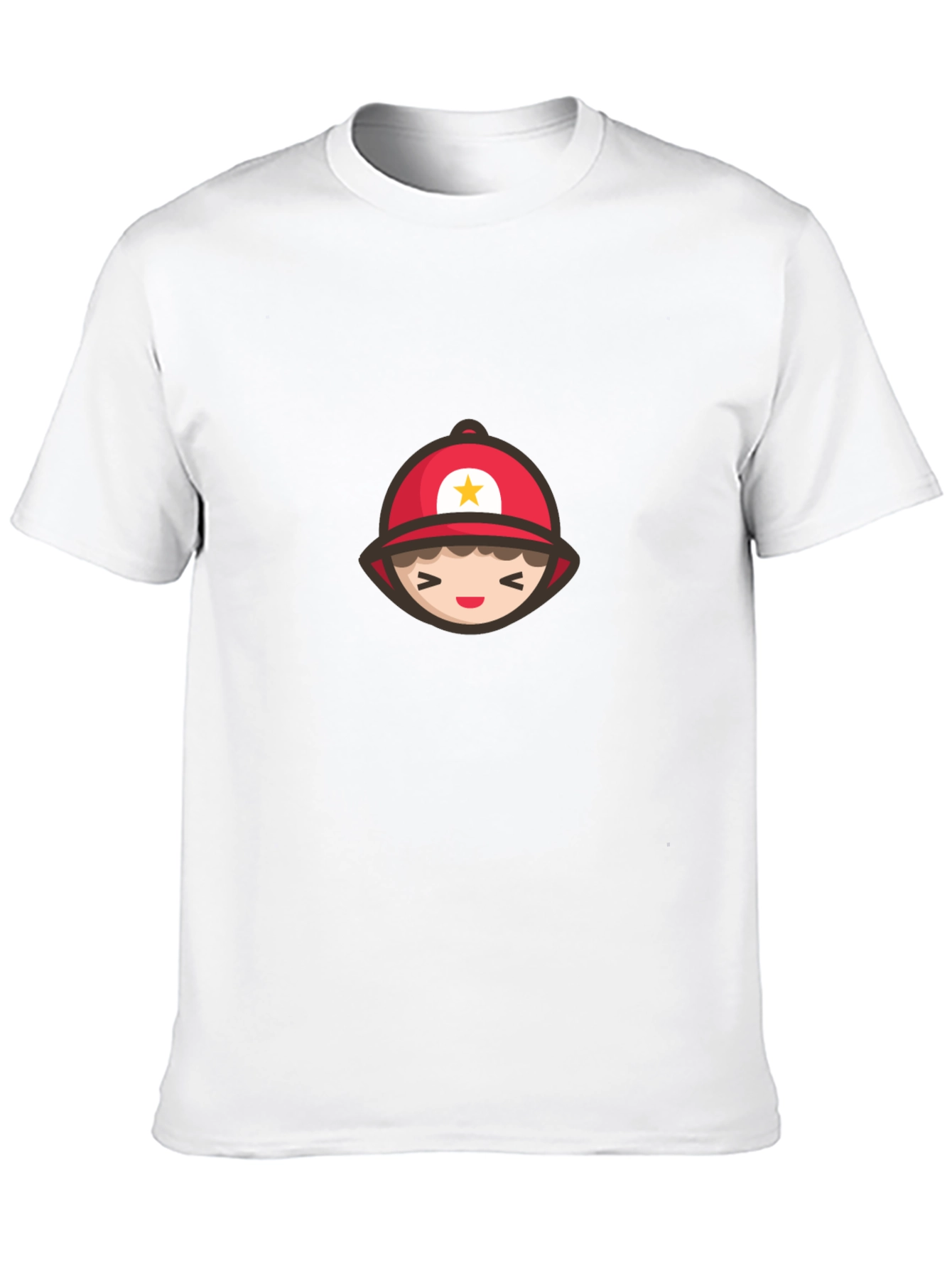 Cartoon Firefighter Graphic Tee - Soft Cotton T-Shirt