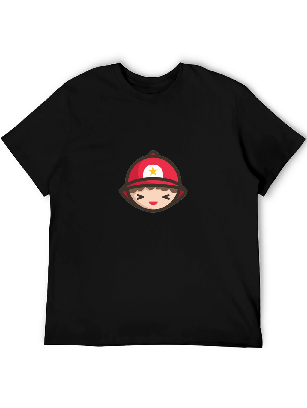 Cartoon Firefighter Graphic Tee - Soft Cotton T-Shirt