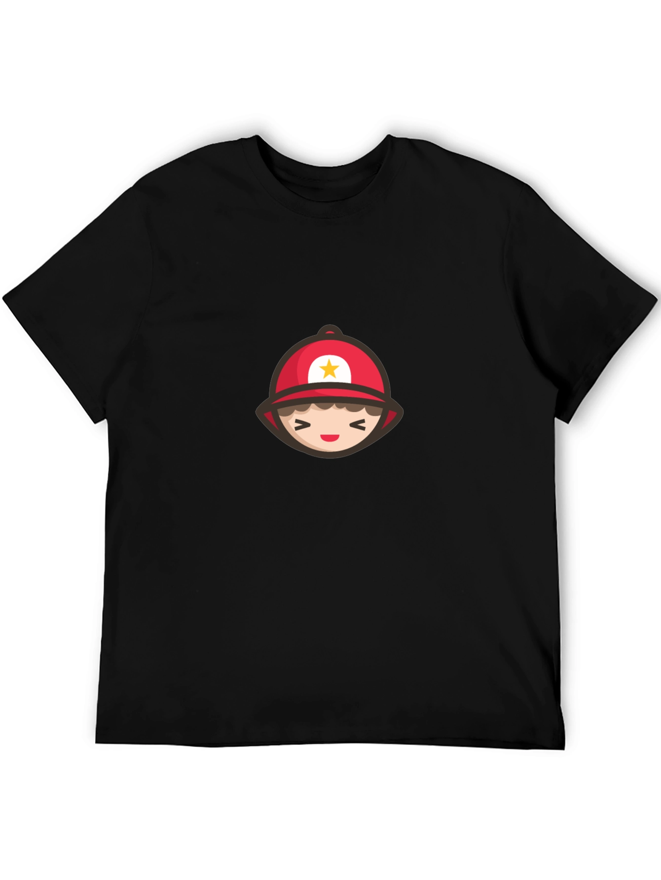 Cartoon Firefighter Graphic Tee - Soft Cotton T-Shirt