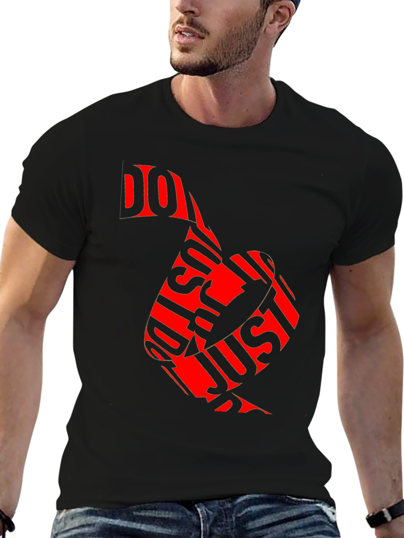 Just Do It Red Graphic Print Black T-Shirt