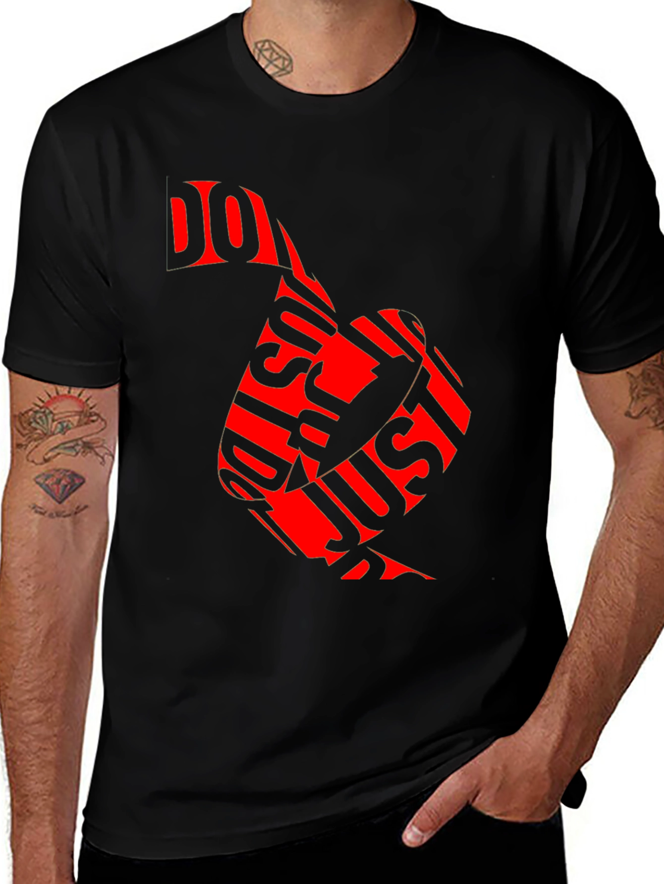Just Do It Red Graphic Print Black T-Shirt