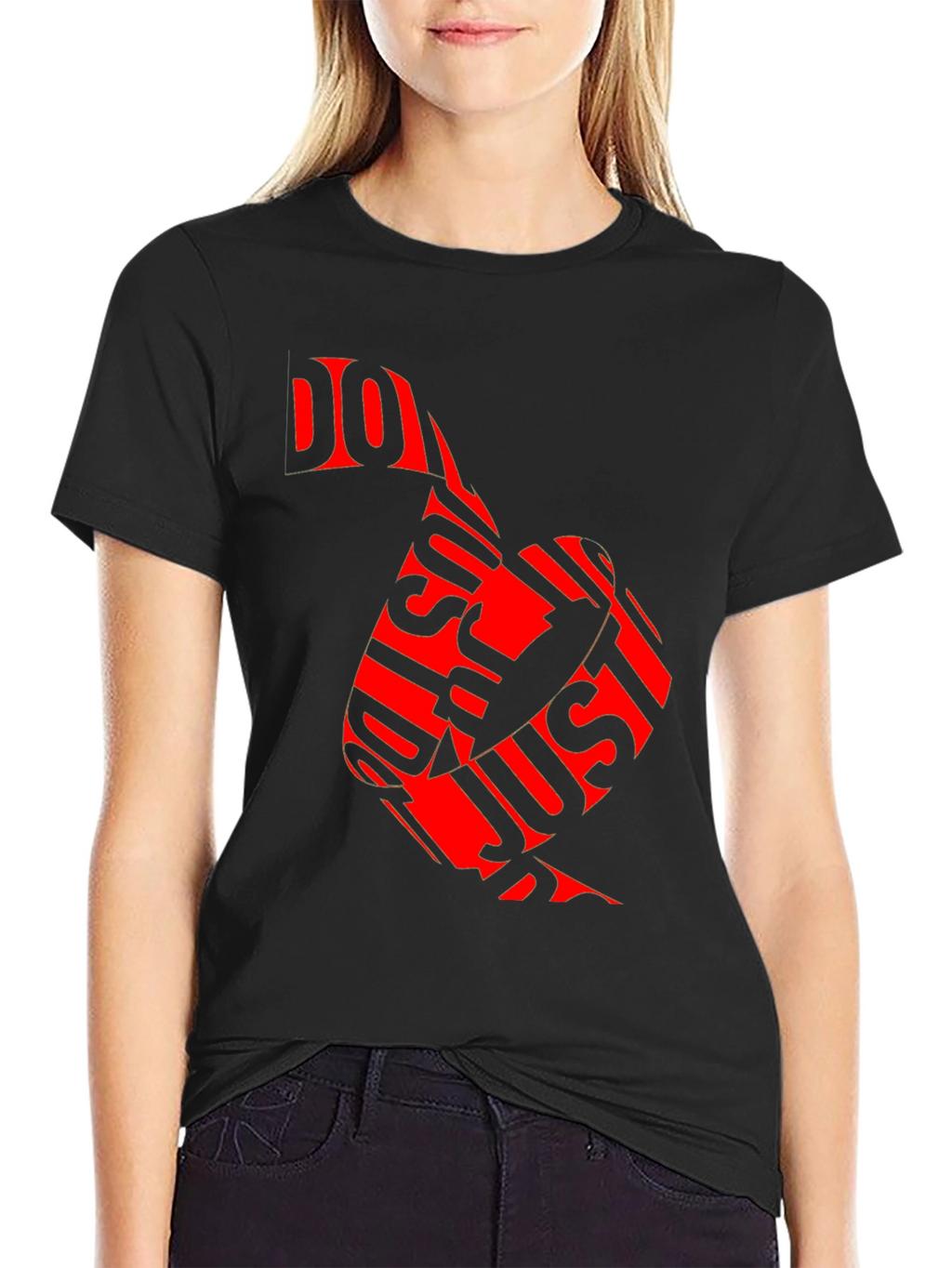 Just Do It Red Graphic Print Black T-Shirt