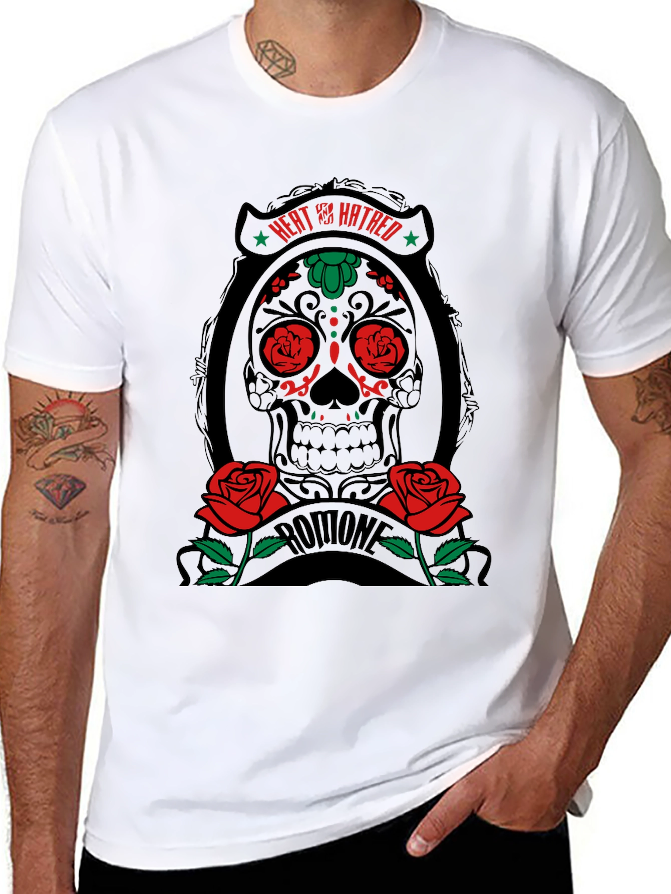 Heat & Hatred Skull Graphic Tee - Black