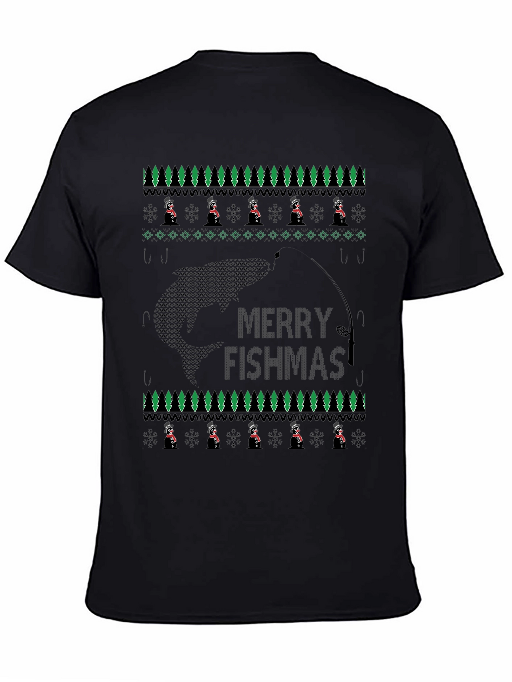 Merry Fishmas T-Shirt - Ugly Christmas Sweater Style