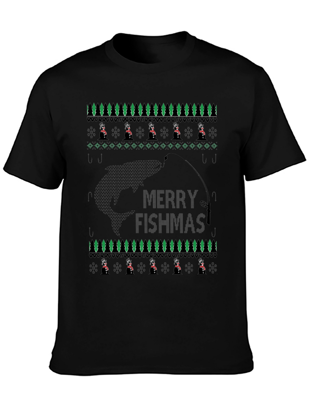 Merry Fishmas T-Shirt - Ugly Christmas Sweater Style