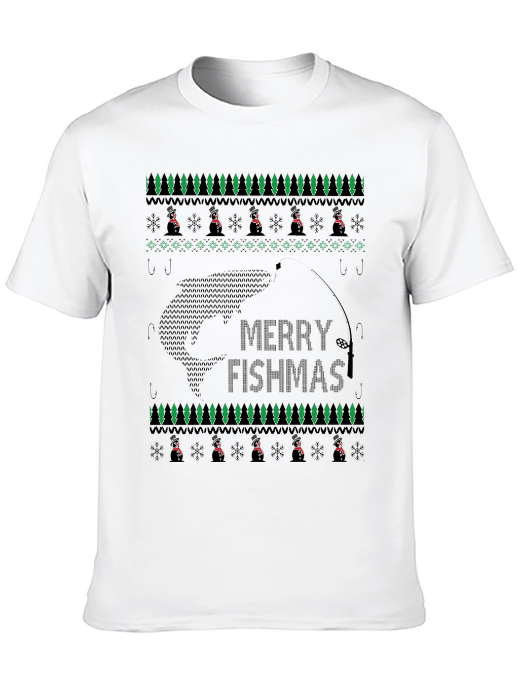 Merry Fishmas T-Shirt - Ugly Christmas Sweater Style