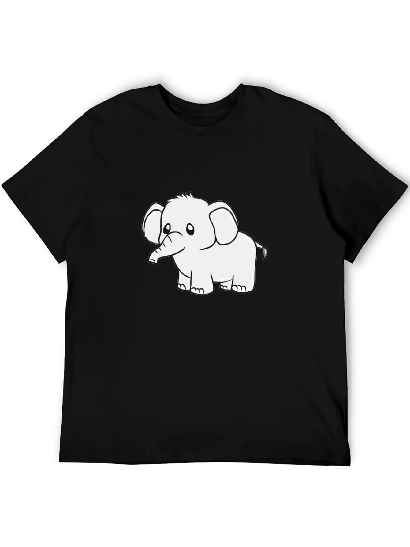 Black Graphic Tee - Cute Elephant Design