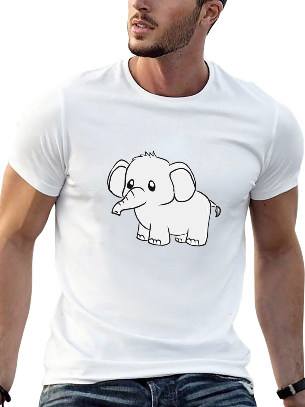 Black Graphic Tee - Cute Elephant Design