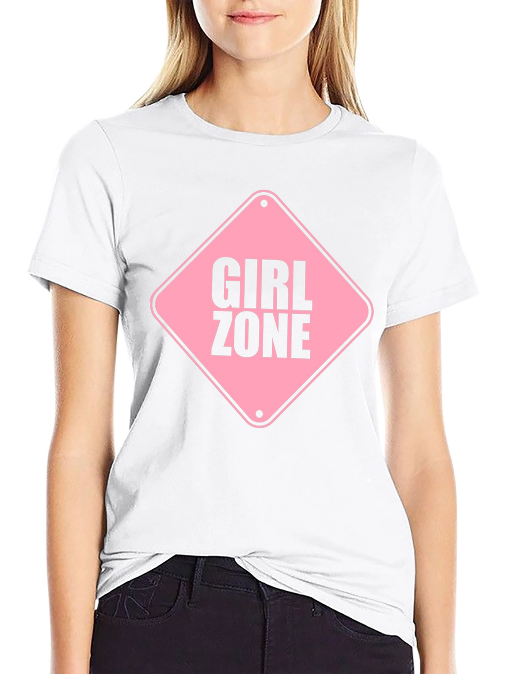 Girl Zone Graphic Tee - Black Crewneck T-Shirt