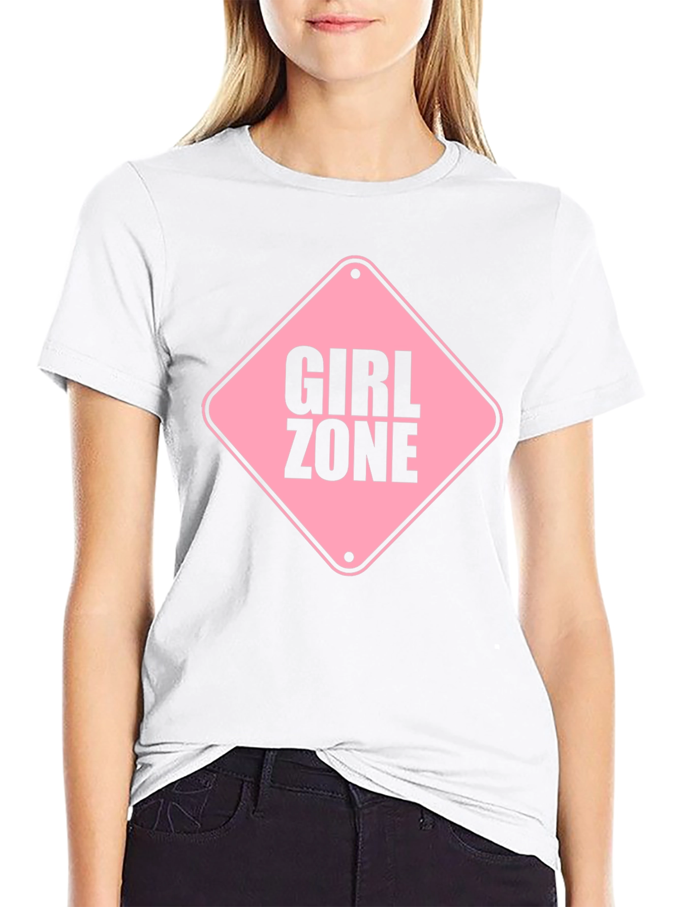 Girl Zone Graphic Tee - Black Crewneck T-Shirt
