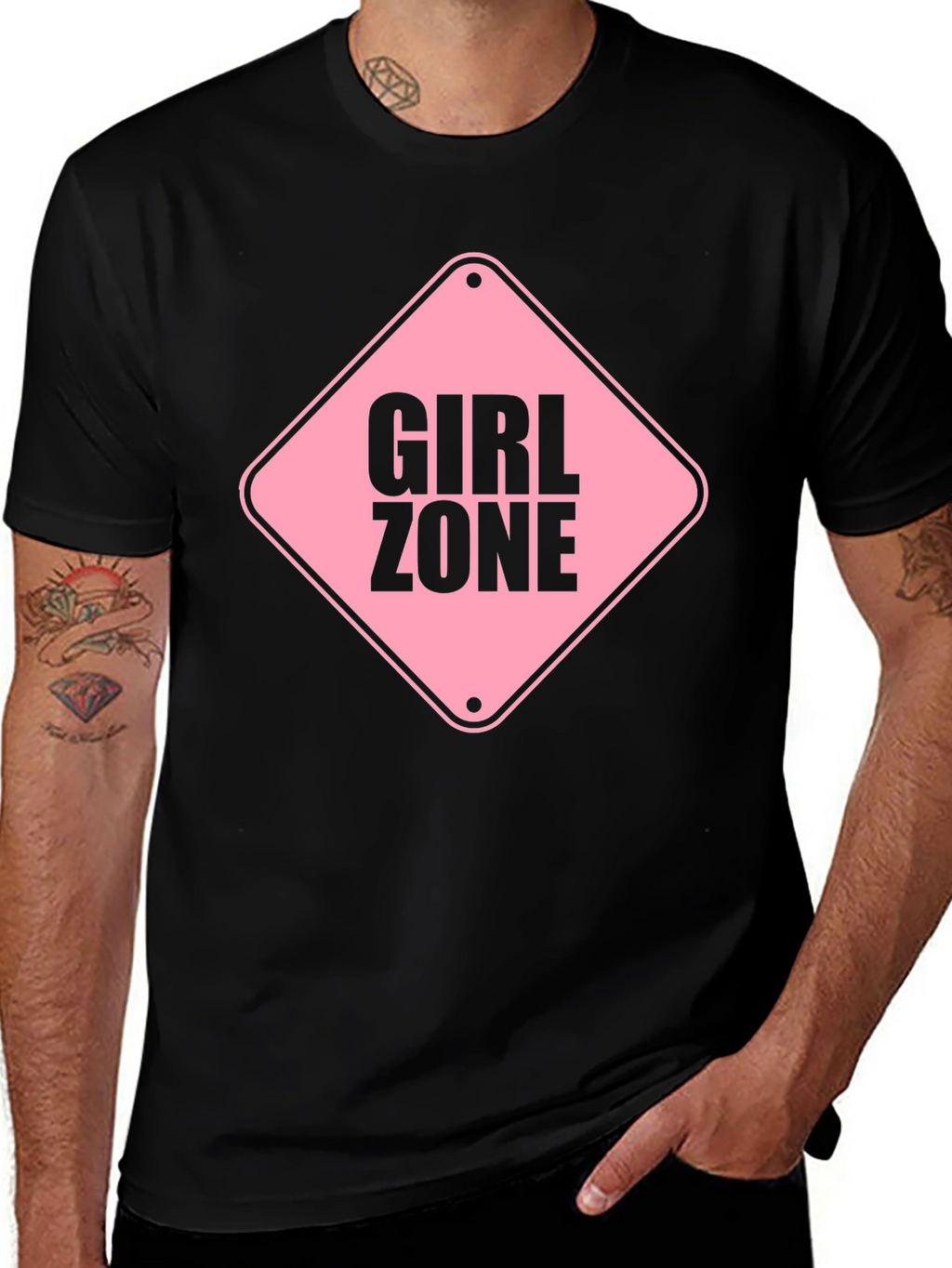 Girl Zone Graphic Tee - Black Crewneck T-Shirt