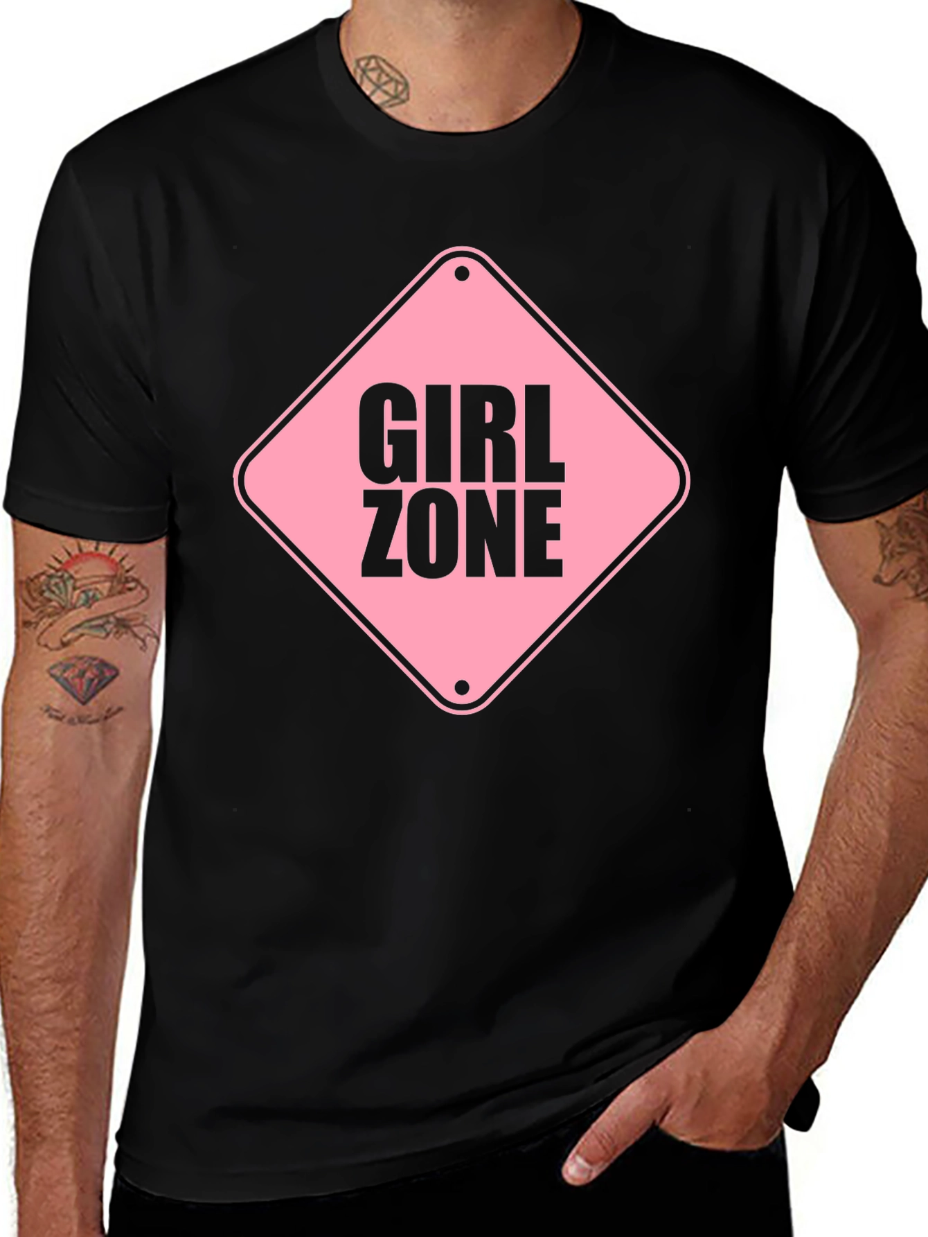 Girl Zone Graphic Tee - Black Crewneck T-Shirt