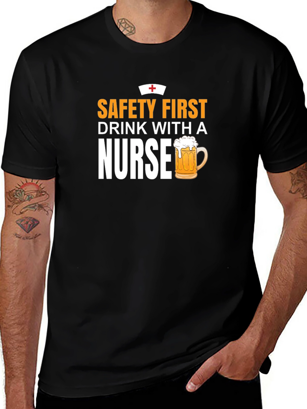 Safety First Drink With A Nurse T-Shirt