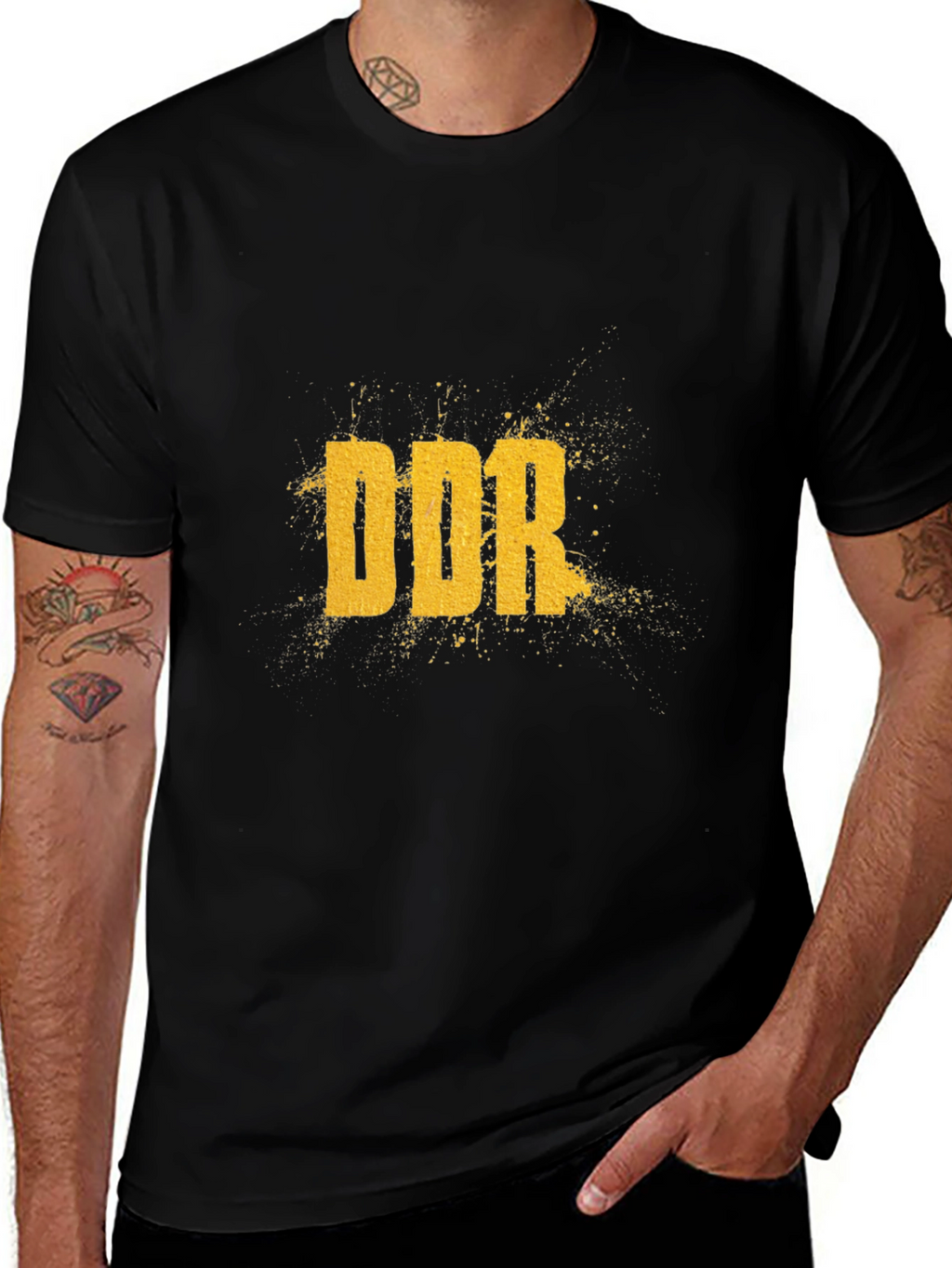 DDR Graphic Tee - Black Cotton Casual