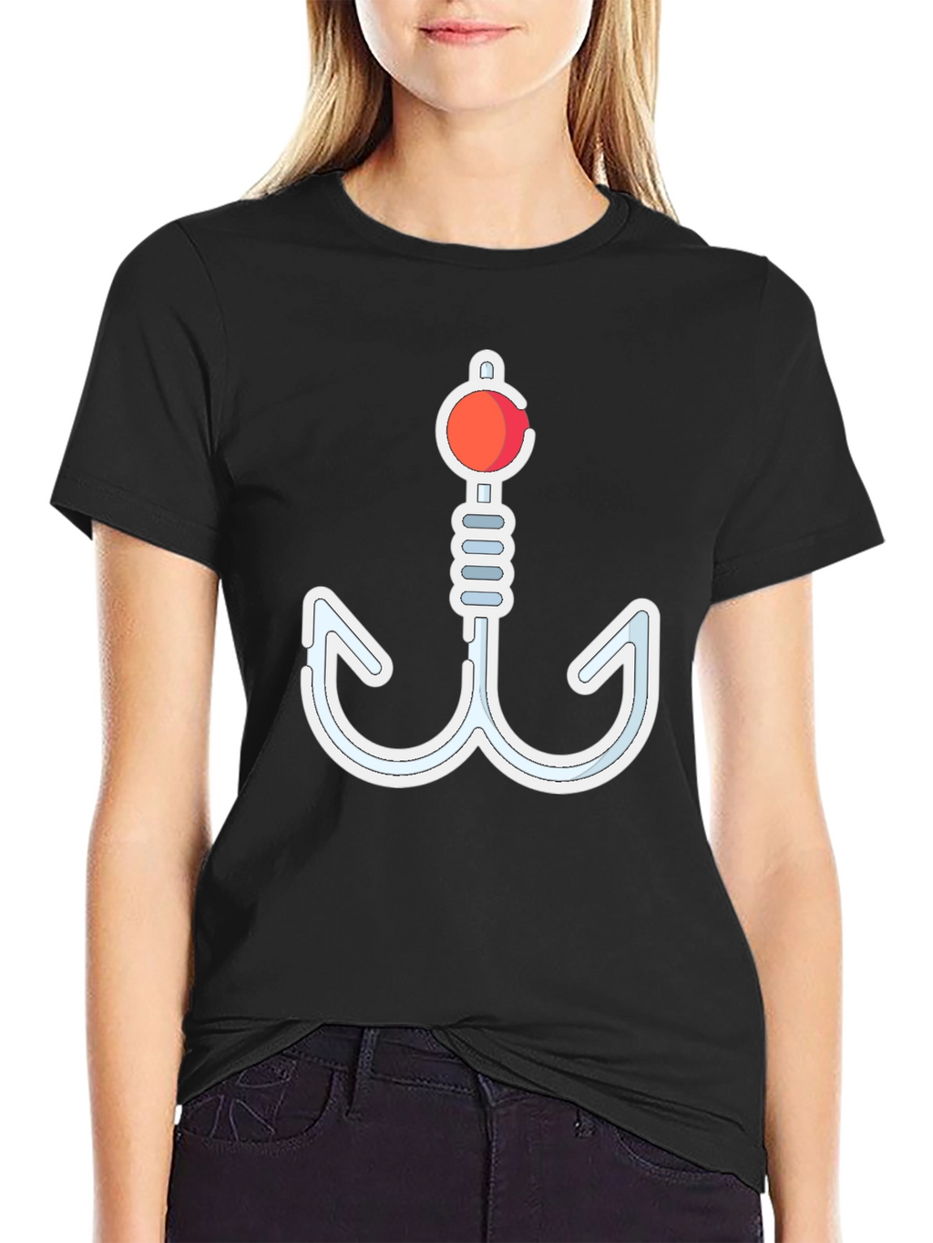 Novelty Fishing Hook Graphic T-Shirt