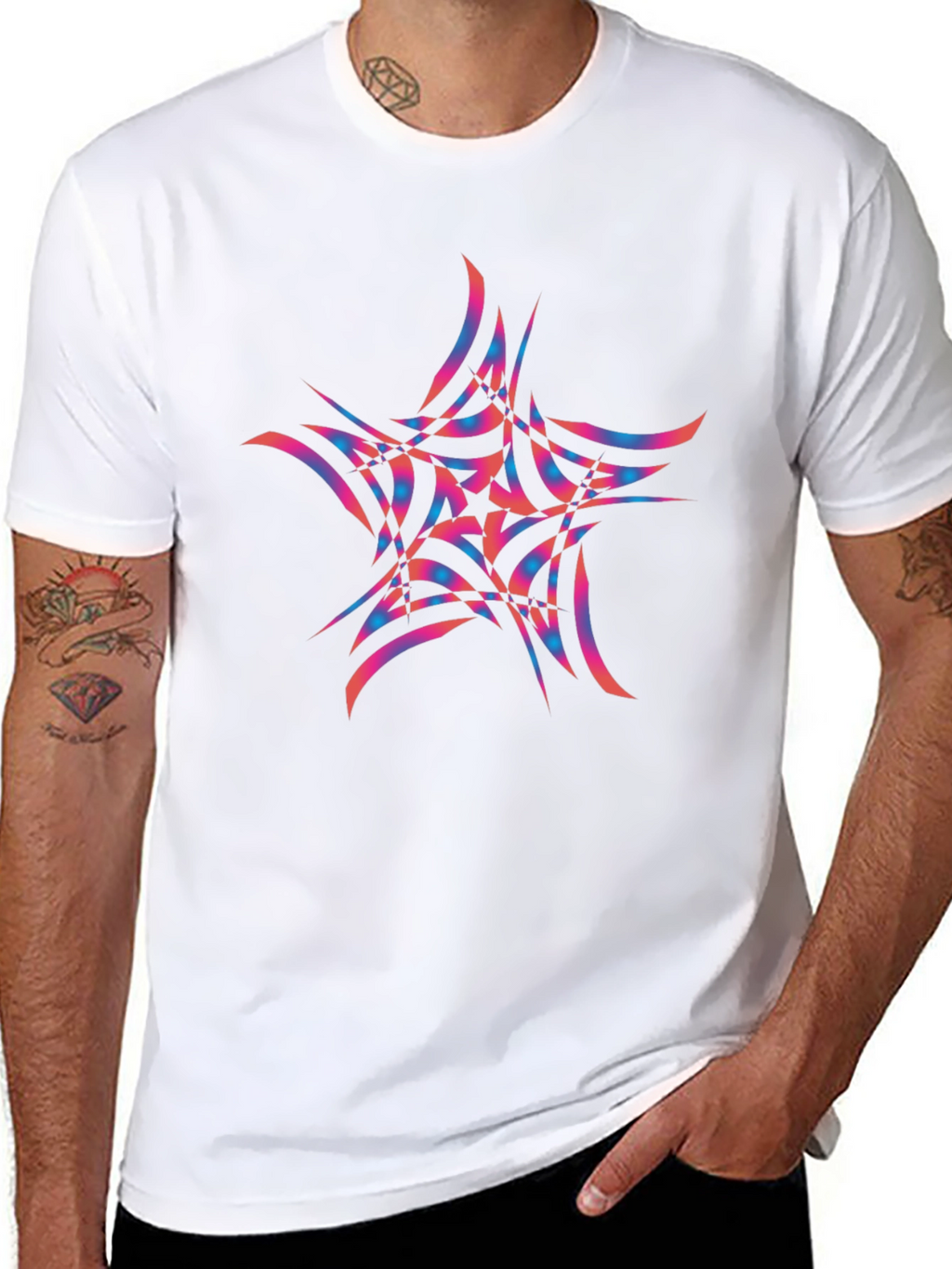 Abstract Star Graphic Black Tee